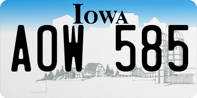 IA license plate AOW585