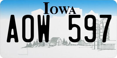 IA license plate AOW597