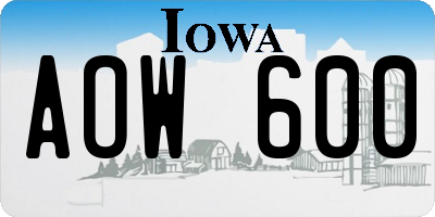 IA license plate AOW600