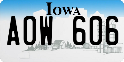 IA license plate AOW606