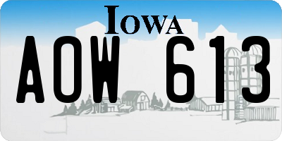 IA license plate AOW613