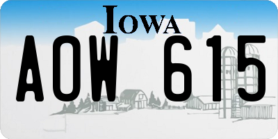 IA license plate AOW615