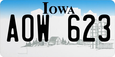 IA license plate AOW623