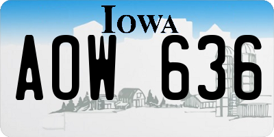 IA license plate AOW636
