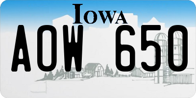 IA license plate AOW650