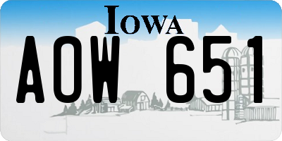 IA license plate AOW651