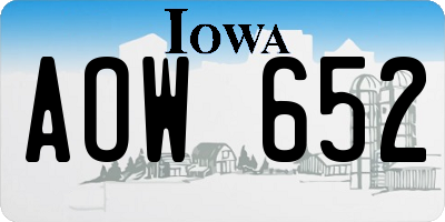 IA license plate AOW652
