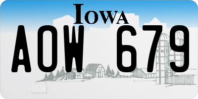 IA license plate AOW679