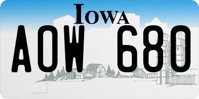 IA license plate AOW680