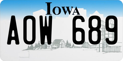 IA license plate AOW689