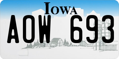 IA license plate AOW693