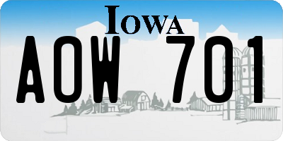 IA license plate AOW701