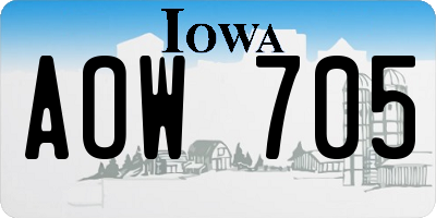 IA license plate AOW705