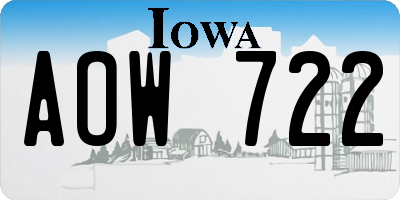 IA license plate AOW722