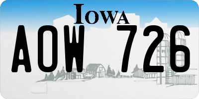 IA license plate AOW726