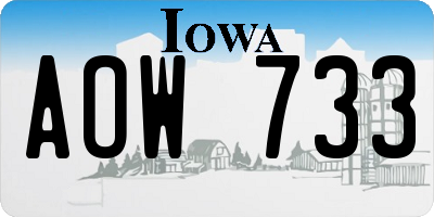 IA license plate AOW733