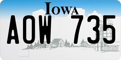 IA license plate AOW735