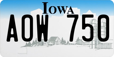 IA license plate AOW750