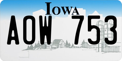 IA license plate AOW753
