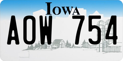 IA license plate AOW754