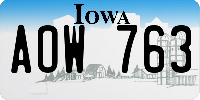 IA license plate AOW763