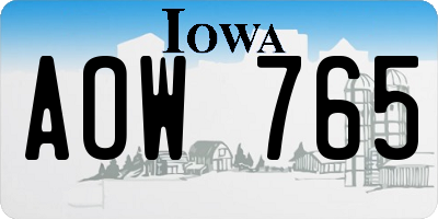 IA license plate AOW765
