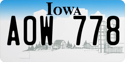 IA license plate AOW778