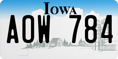 IA license plate AOW784