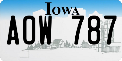 IA license plate AOW787