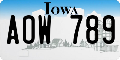 IA license plate AOW789