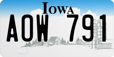 IA license plate AOW791