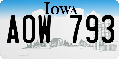 IA license plate AOW793