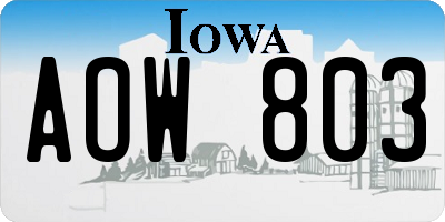 IA license plate AOW803
