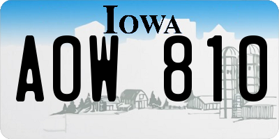IA license plate AOW810