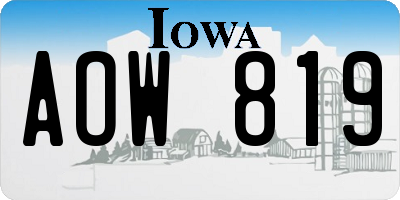IA license plate AOW819
