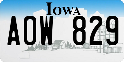 IA license plate AOW829