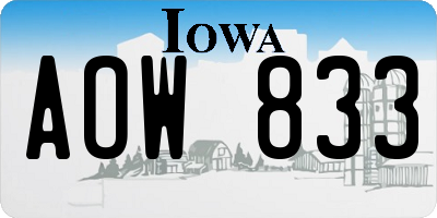 IA license plate AOW833