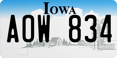 IA license plate AOW834