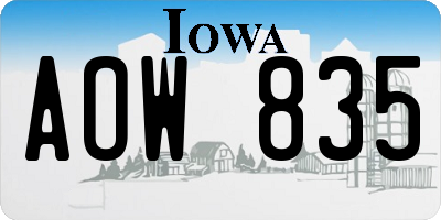 IA license plate AOW835