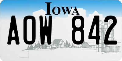 IA license plate AOW842
