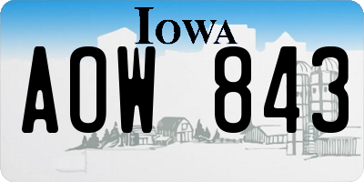 IA license plate AOW843