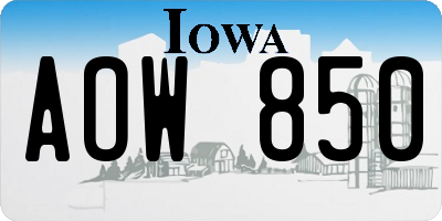 IA license plate AOW850