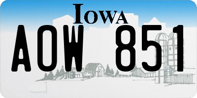 IA license plate AOW851