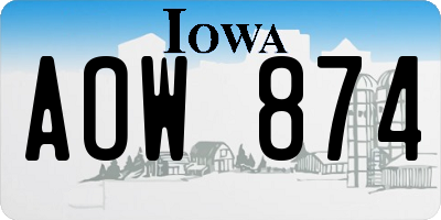 IA license plate AOW874