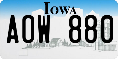 IA license plate AOW880