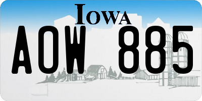 IA license plate AOW885