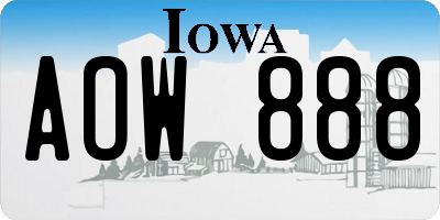 IA license plate AOW888