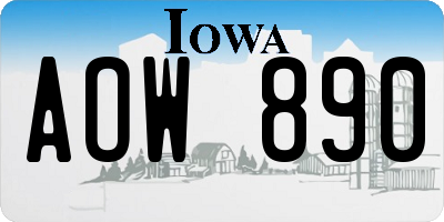 IA license plate AOW890