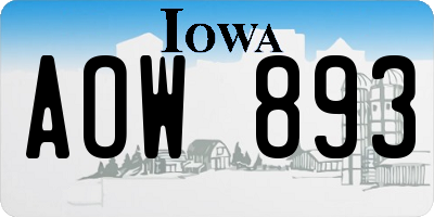 IA license plate AOW893