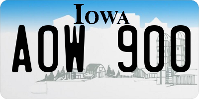 IA license plate AOW900